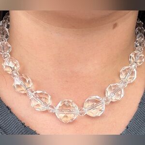 Sterling silver clasp crystal glass choker